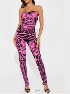 Fuchsia Bandage Jumpsuit - Strapless